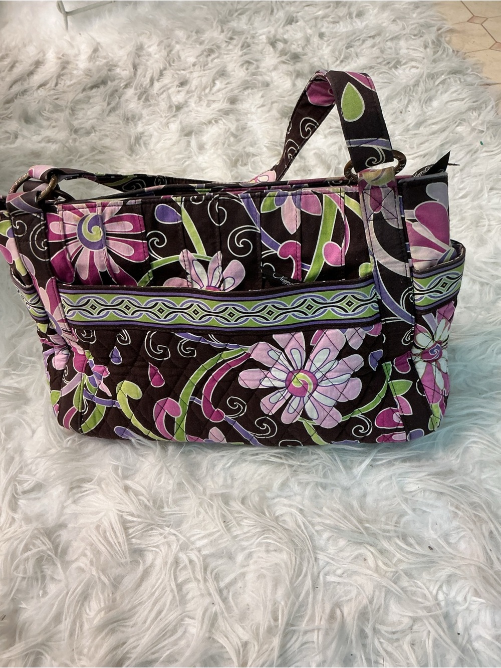 Vera Bradley Quilted Purple PunchTote in Brown Purple